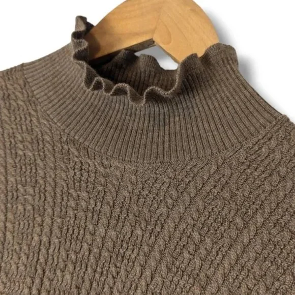 Sézane Rosalia 100% Merino Wool Knit Turtleneck Sweater in Brown Mocha Size XS - Picture 6 of 10